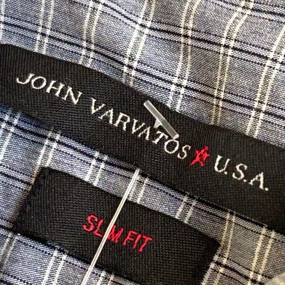 * John Varvatos Slim Fit 100% Cotton Long Sleeve Checks Shirt 15.5 34/35 - M1627 - Picture 5 of 7